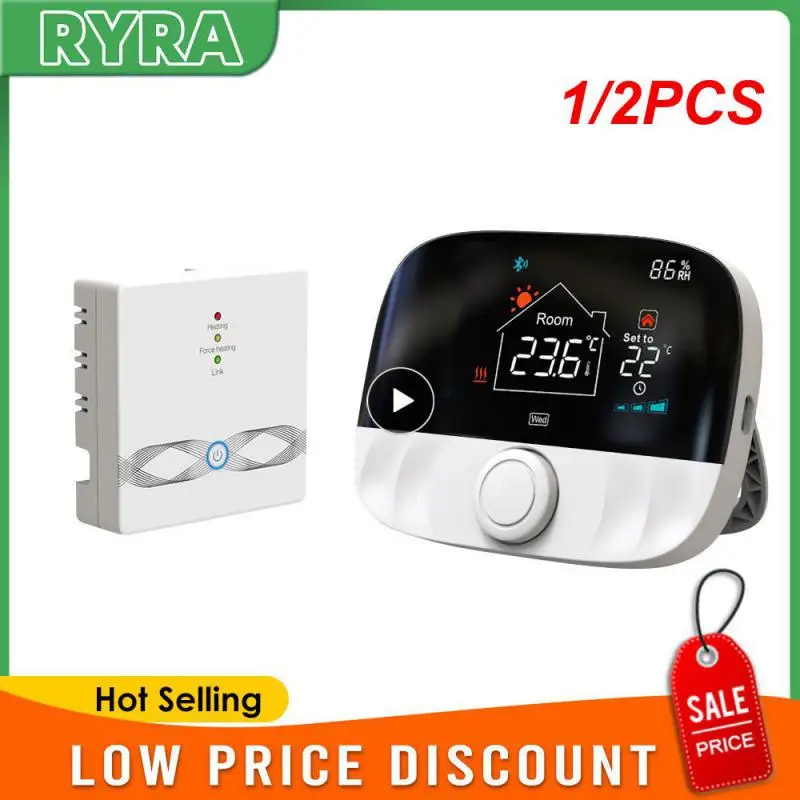 

1/2PCS RF Wireless Thermostat,RF 433 Water Gas Boiler and Actuator Programmable 0.5℃ Hysteresis Temperature Controller