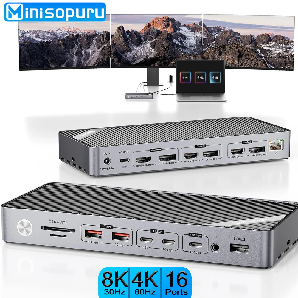 Minisopuru 140W USB C Docking Station for MacBook