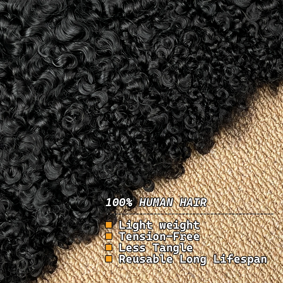 Extensioni per Capelli Invisibili Ricci Birmani 14-22 Pollici, 100% Capelli Umani, Senza Nodi, Pre-Separate, Leggere e Riutilizzabili - immagine 4