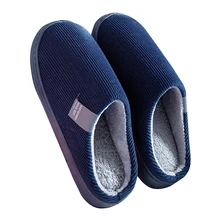  Winter Warm Slippers Polyester Cotton Women Men Home Shoes Simple Non-slip Indoor Slides Corduroy Couple Slipper Female Shoes 