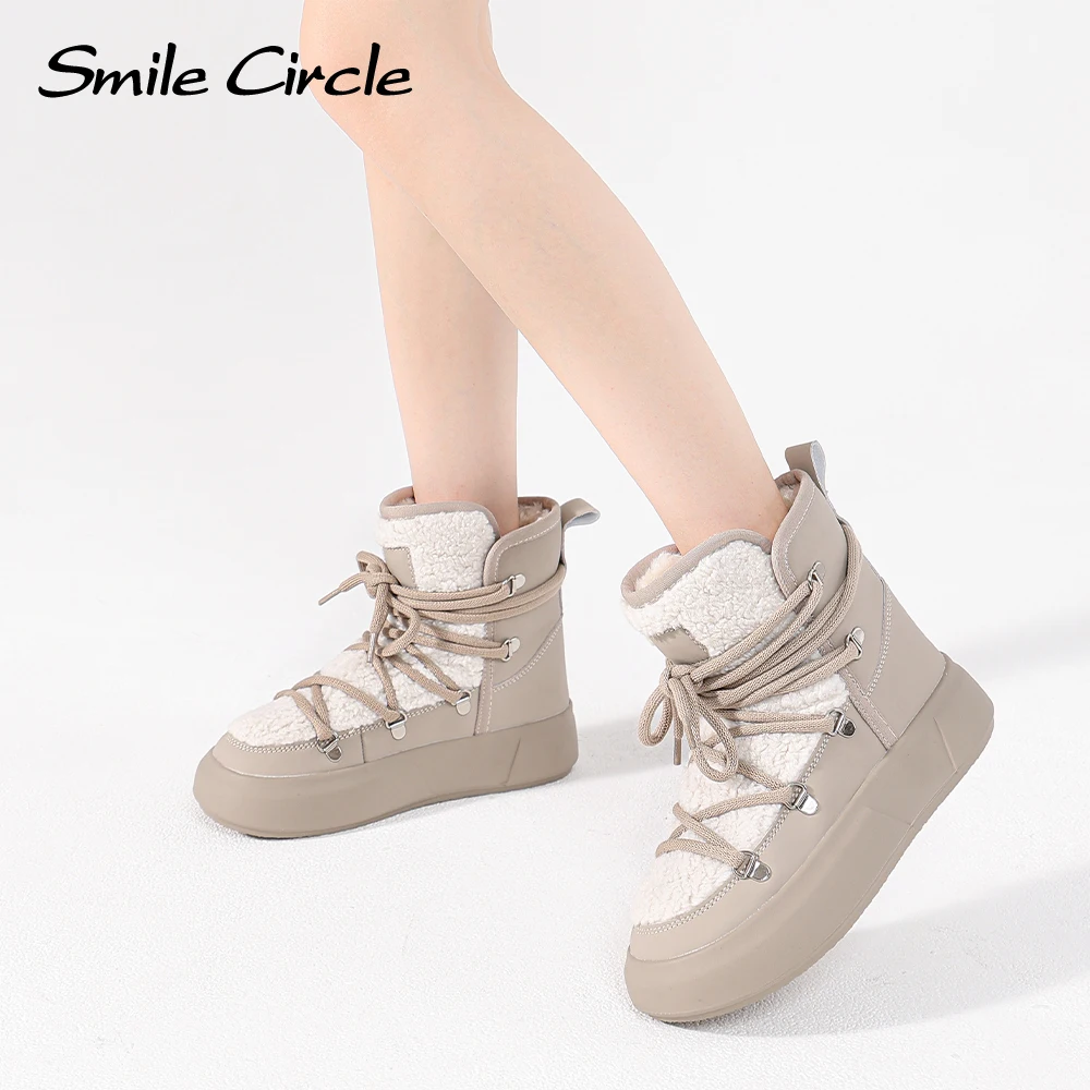 Smile Circle Snow Boots Women Winter Warm Plush Ankle Boots