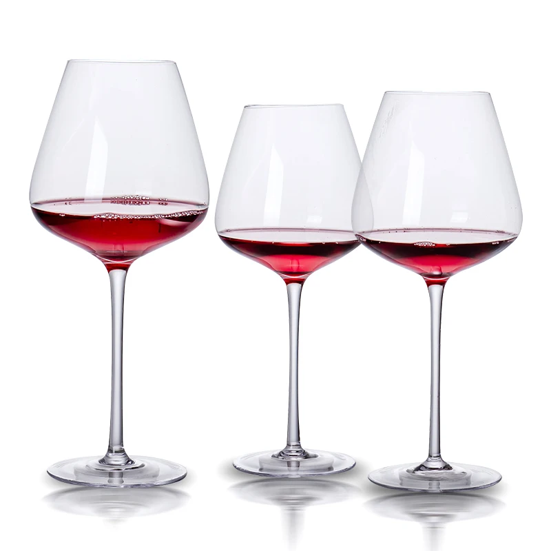 Hand Blown Red Wine Glasses Set of 2 - Ultra-Thin Burgundy Wine