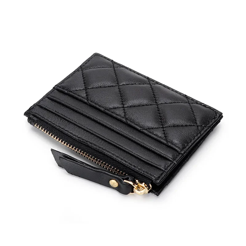 Women's Credit Card Holder Luxury Brand Women Zipper Purse Soft Sheepskin Leather Wallet Diamond Coin Bag Designer Zero Wallets