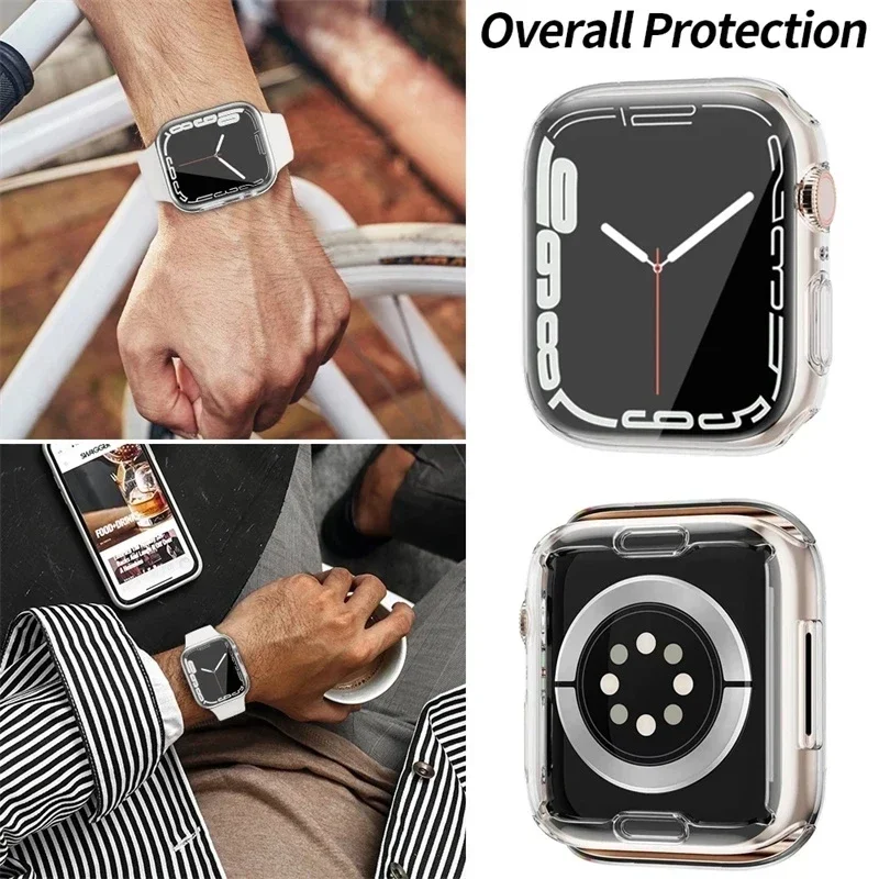 360 Full Soft Clear TPU Screen Protector Case for Apple Watch Series 44MM 46MM 42MM 45MM Transparent Cover for IWatch10/9/8/7/SE apple watch screen protector case apple watch screen protector watch screen protector case watch cover watch protective case watch case watch protective cover apple watch case tpu protective case watch screen protector