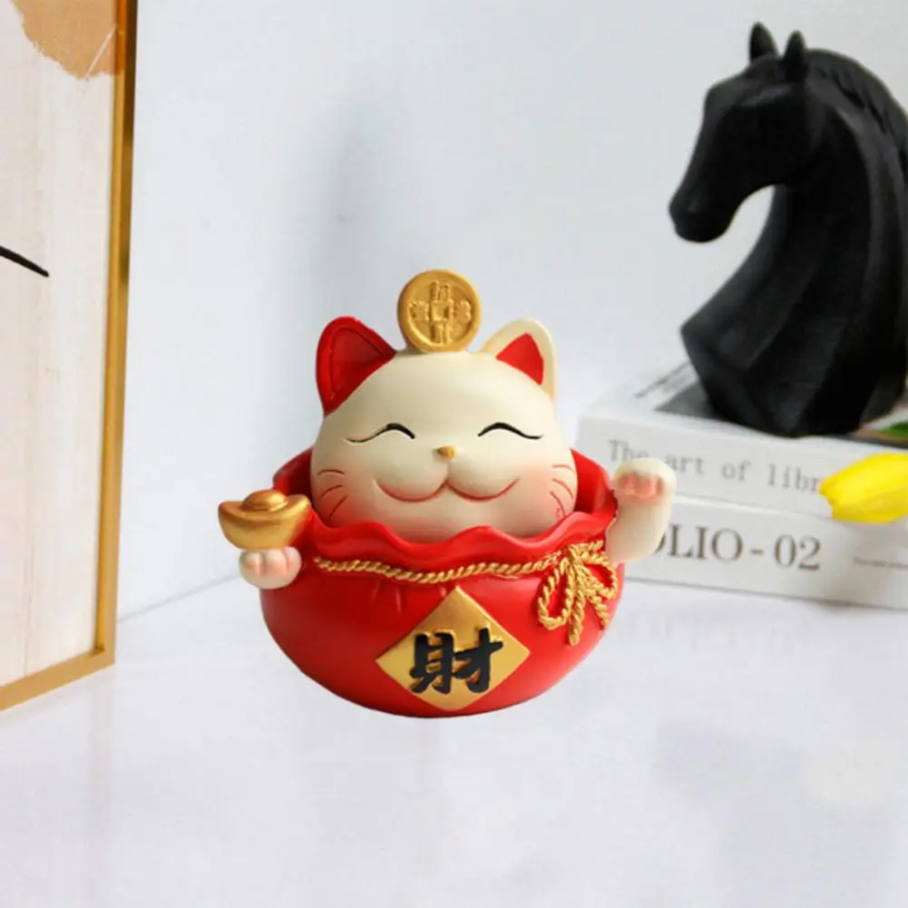 

Lucky Cat Sculpture Exquisite Cartoon Cat Statue Lucky Cat Ornament for Home Office Car Decoration Bring Luck Fortune Chinese