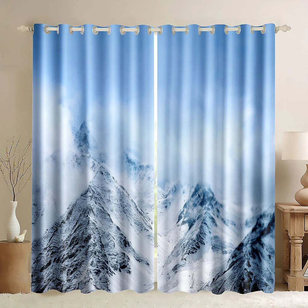 

Winter Blackout Curtains,3D Print Heavy Snow Forest Mountain Window Drapes for Living Room,Thermal Insulated Grommet,1 Panel