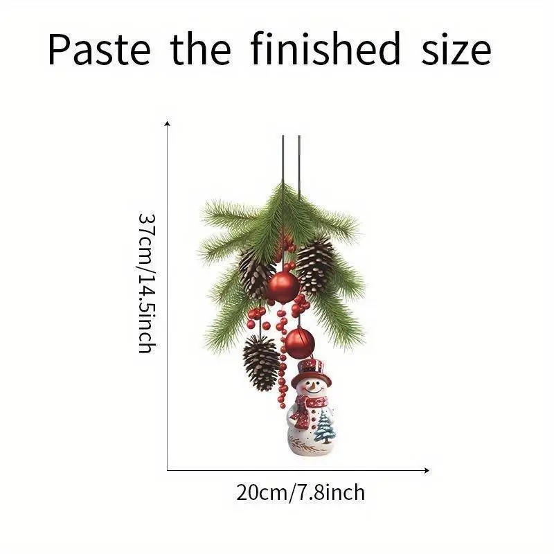Christmas Snowman Pine Cone Wall Sticker Home Decoration Christmas Self-adhesive Wall Sticker Shop Window Christmas DecorSticker