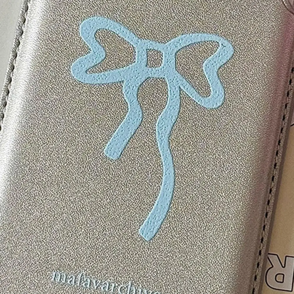 Silk Bow Magnetic Card Clip Leather Phone Case with Anti-Fingerprint and Dustproof Wallet Holder