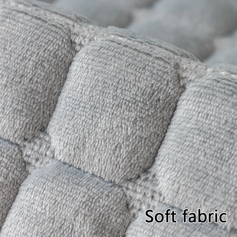 Solid color plush sofa cushion for autumn and winter warmth, thickened anti slip pet friendly sofa protective cover 3