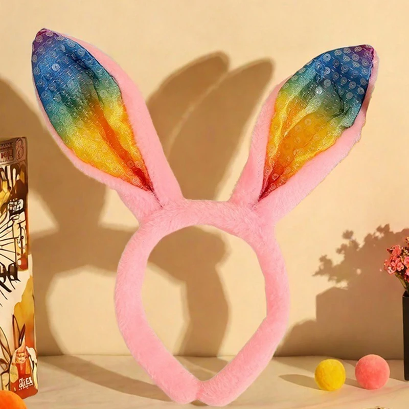 1PC Plush Sequin Rabbit Ear Headband Cross-border Hot Selling Children's Holiday Party Halloween Dressing Headwear.