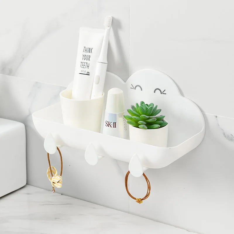 Wall Mounted Storage Rack Bathroom Shelf Perforation-Free Bathroom Kitchen Storage Basket Cosmetic Rack Home Organizer Tool