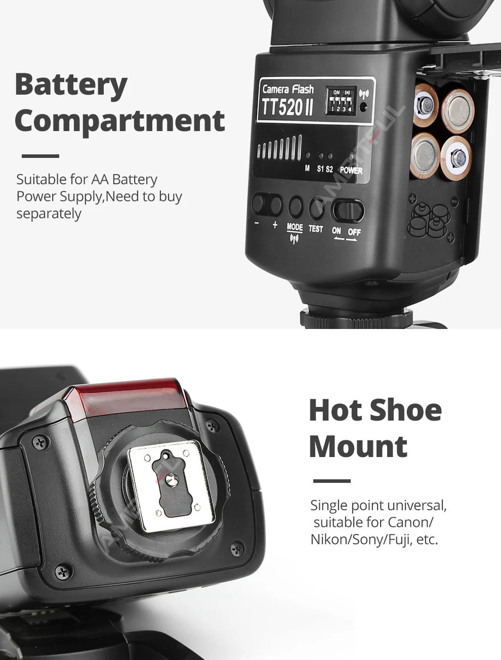 Godox Camera Flash TT520II with Build-in 433MHz Wireless Signal for Canon Nikon