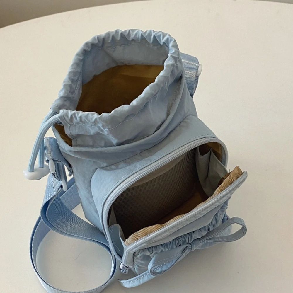 Lightweight Women's Crossbody Bag with Water Bottle Holder and Knot Design for Outdoor Sports and Travel