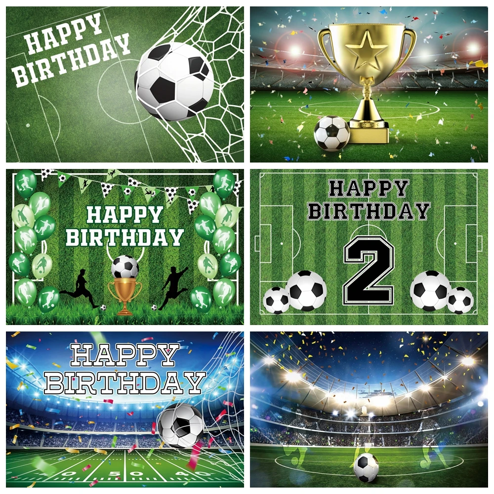 Photo Backdrop Football Birthday Backdrop Soccer Field Stadium Grassland Baby Boy Portrait Photo Background Cake Table Banner Photography Props