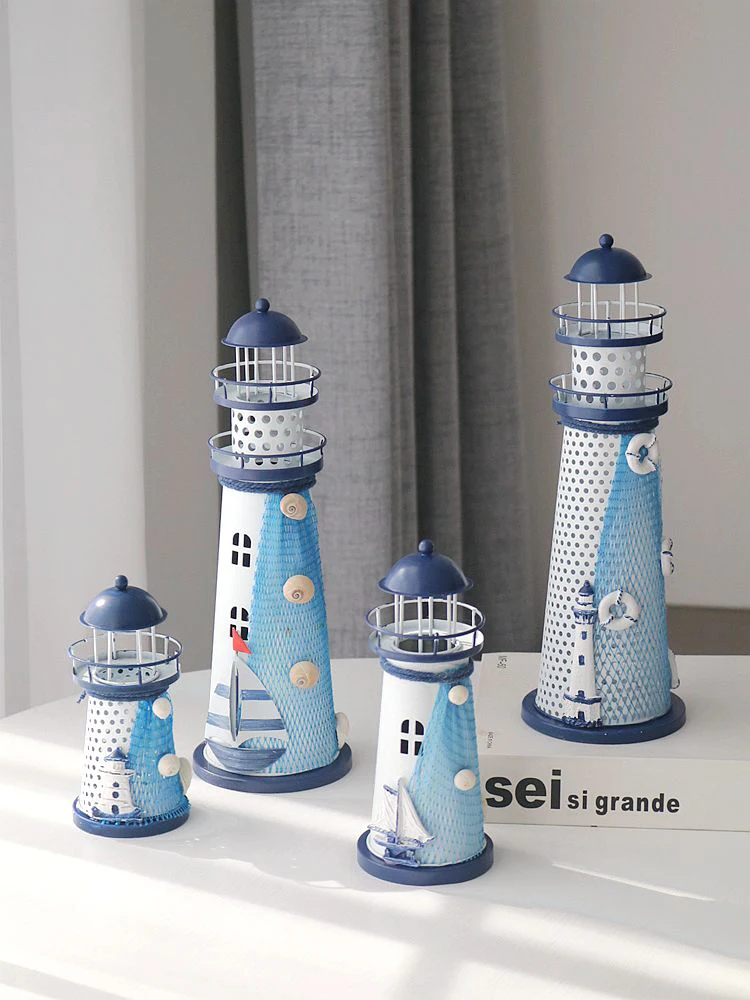 

Mediterranean Iron electronic Lighthouse decoration Creative tabletop decoration Ocean wind light lighthouse seaside