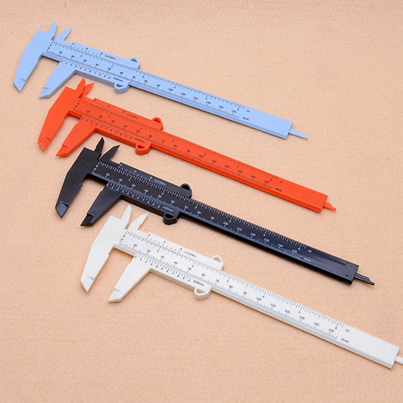 1PC Double Rule Scale Plastic Vernier Caliper Measuring Student Mini Tool Ruler  0-150MM