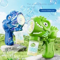 6-hole Dinosaur Bubble Machine Electric Bubble Gun with Light Fully Automatic Bubble Gun Automatic Soap Blower Outdoor Game Toy 6