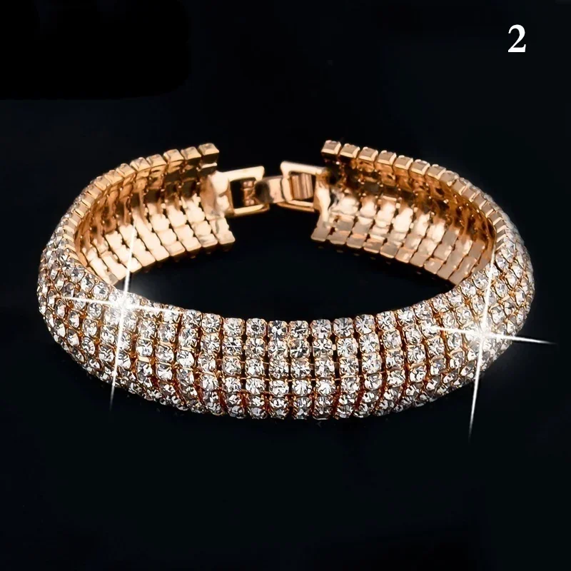 Women Summer Fashion Charm Crystal Rhinestone Cuff Bracelet Bangle Jewelry Gift Hot Sale Accessories Creative Birthday Gifts
