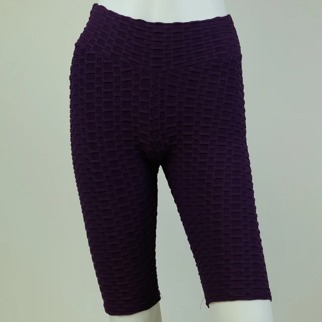 Tight yoga shorts women's high waist hip lift workout shorts bubble jacquard shorts women's pants Deep purple