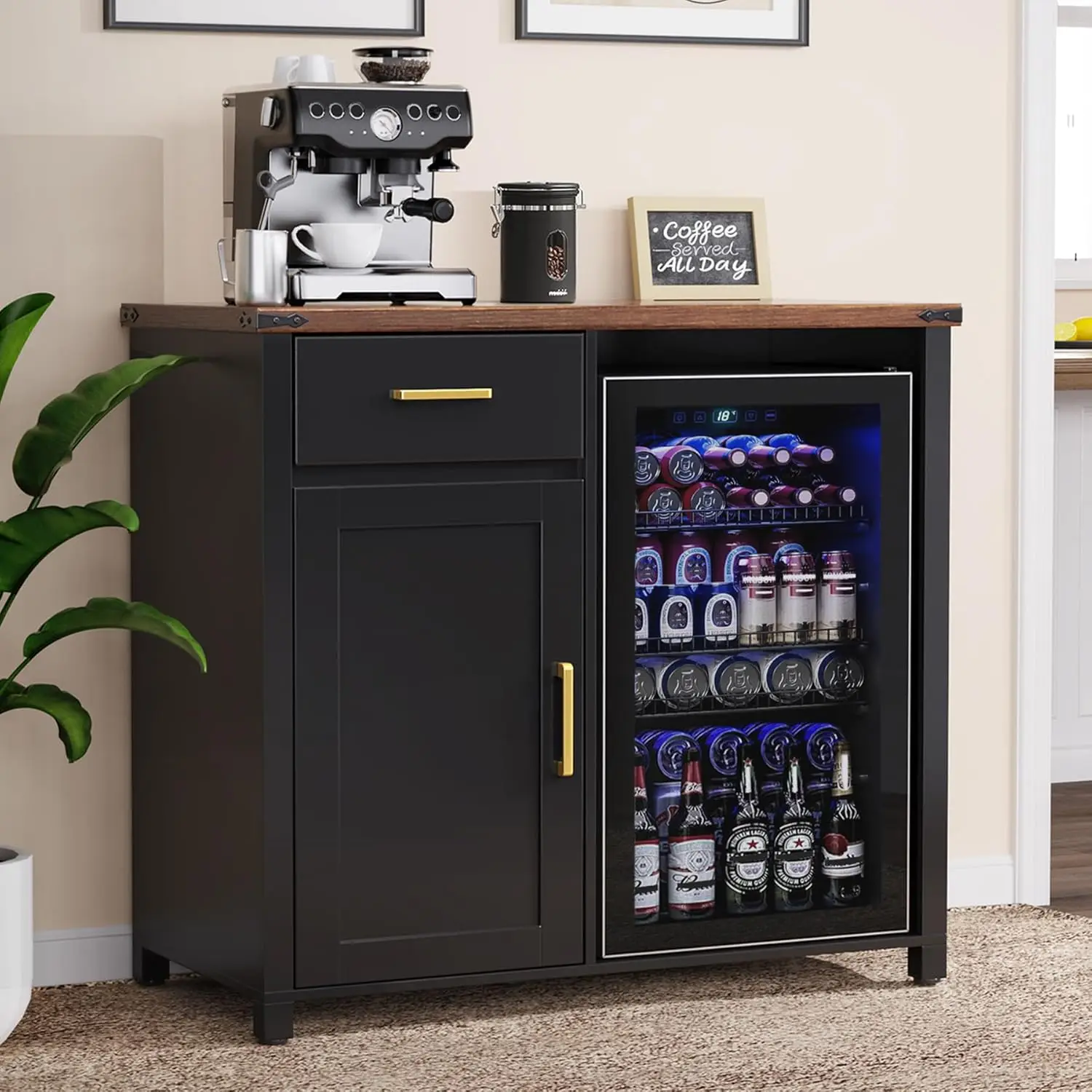 Mini Fridge Cabinet with Storage 1