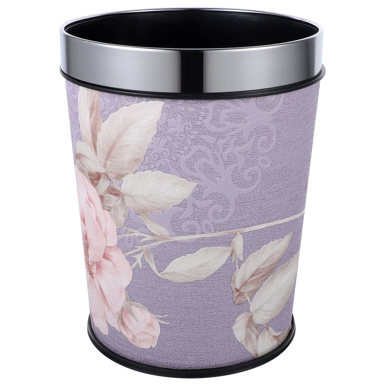 

Trash Can Retro Style Decorative Trash Can 5L Waste Paper Basket Pressing Ring Flower Print Paper Bucket Garbage Can Waste