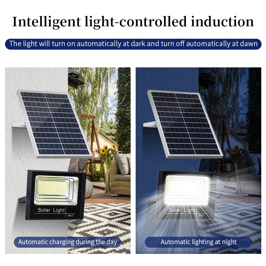 Foco LED solar 25W con placa solar - luz Calida