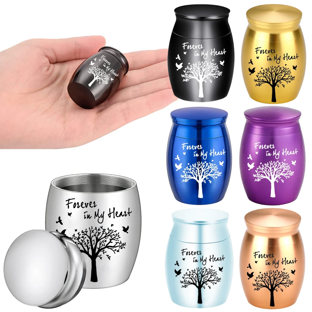 Small Urn for Ashes 1.57 Inches Small Keepsake Urn for Human Ashes Tree of Life Mini Aluminium alloy Holder