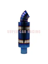  Universal Racing Exhaust Muffler JS Style High Quality Stainless Titanium Blue Muffler Turn Down Muffler Tip 2/2.5inch Inlet 
