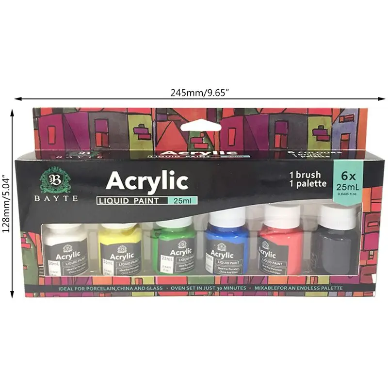 6 Colors Acrylic Paint Set Pigments Premium DIY Craft Art Supplies for Wall Art Graffiti Watercolor Gouache Art Drawing images - 6