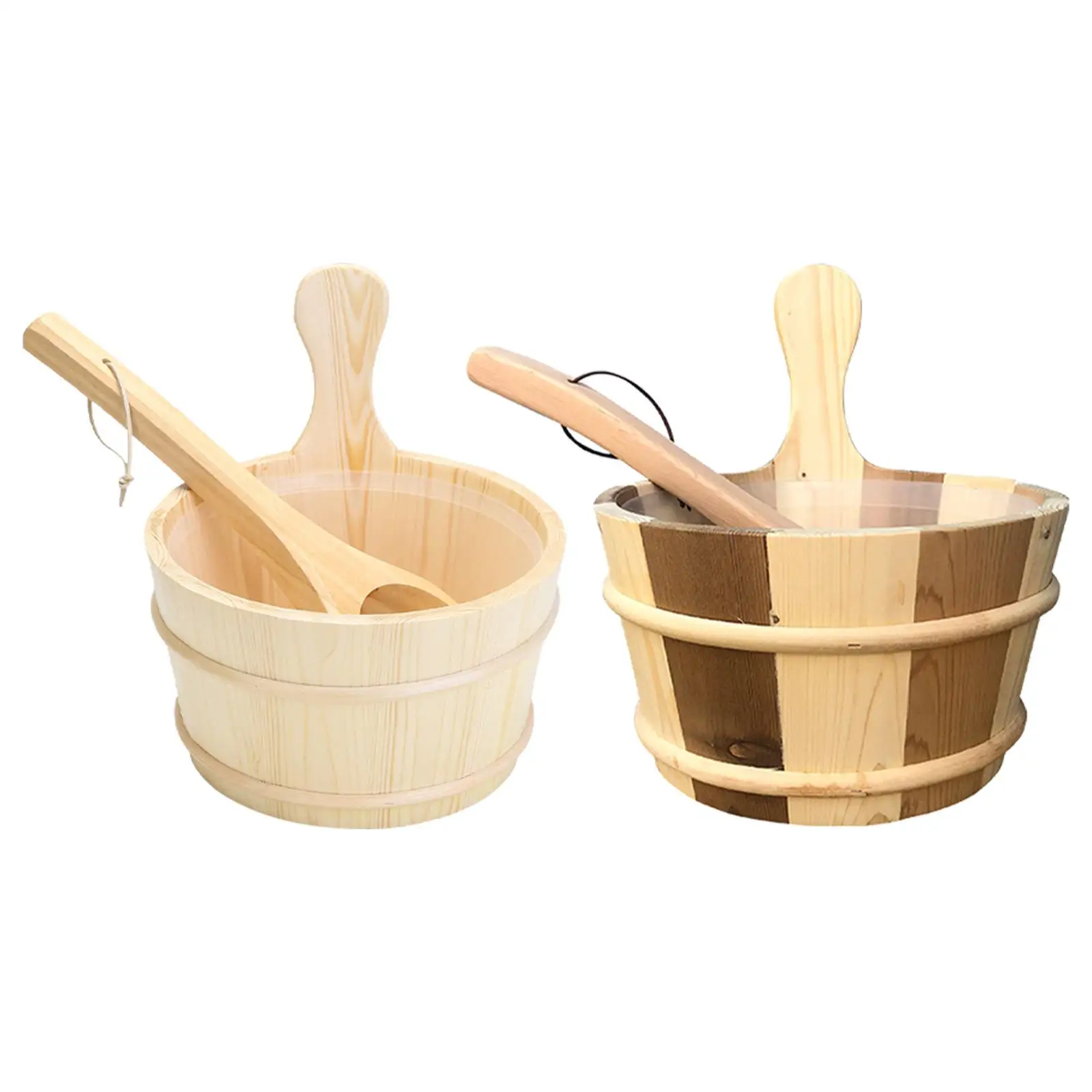 Barril de Sauna de madera de 4L, bañera portátil de gran capacidad, juego de reposapiés, accesorios de ducha para Sauna, Cubo de vapor, baño, SPA