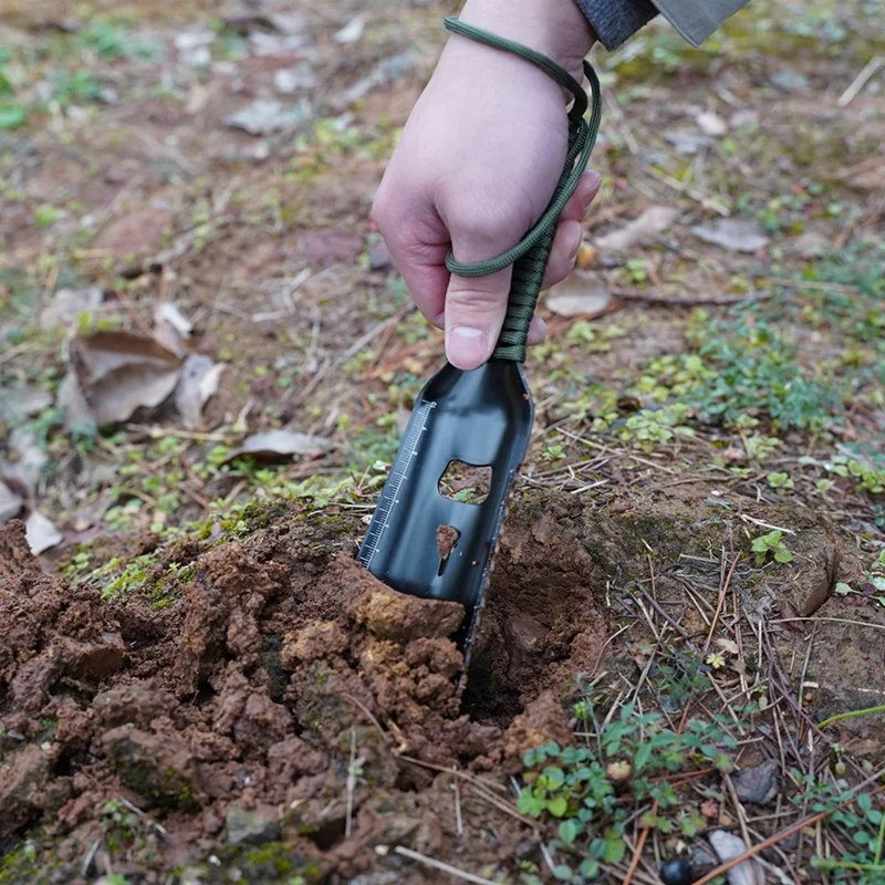 ELOS-Camping Shovel Metal Detector Garden Serrated Edge Digging Shovel Sheath Tool For Outdoors Garden