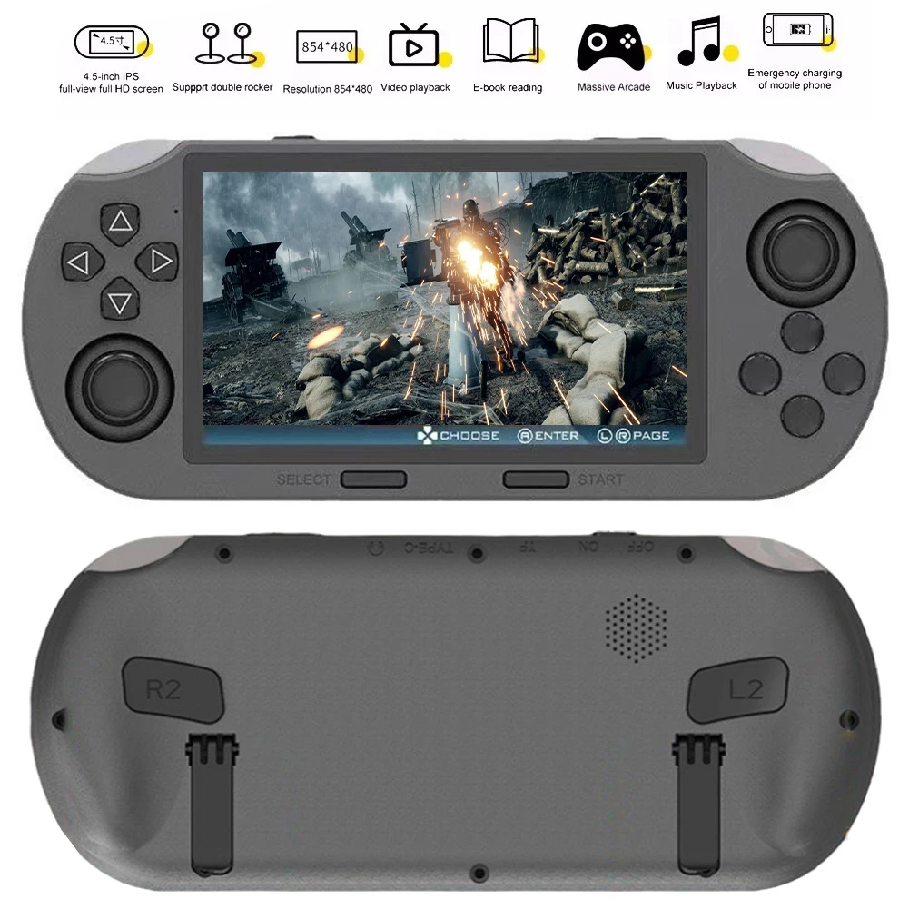 4.5 Inch Retro Handheld Game Console IPS Screen Handheld Video Games Consoles USB Rechargeable Media Player For Kids & Adults