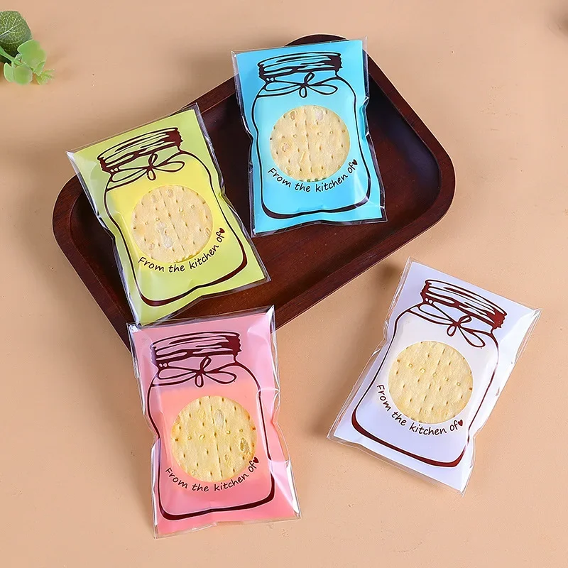 100 Pcs Candy Tasche Backen Keks Verpackung Selbst-adhesive Kunststoff Weihnachten Dekoration