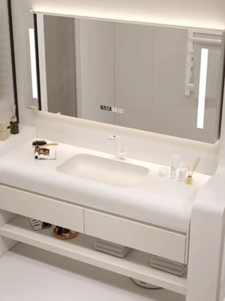 Whole Washbin Bathroom Cabinet Combination Simple Wash Basin Curved Countertop Bathroom Customization Washstand