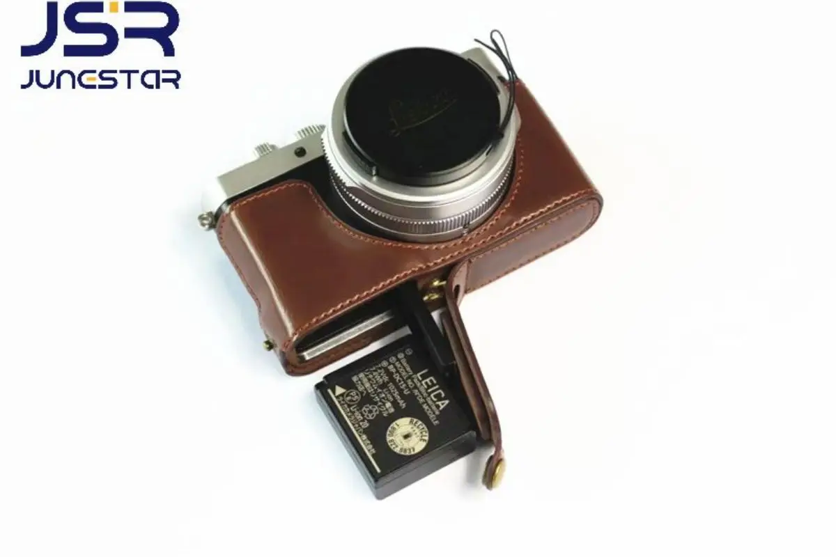 Custodia In Pelle Pu Mezza Custodia Camere Per Leica D-Lux7 D-Lux 7 D7 Con Apertura Della Batteria