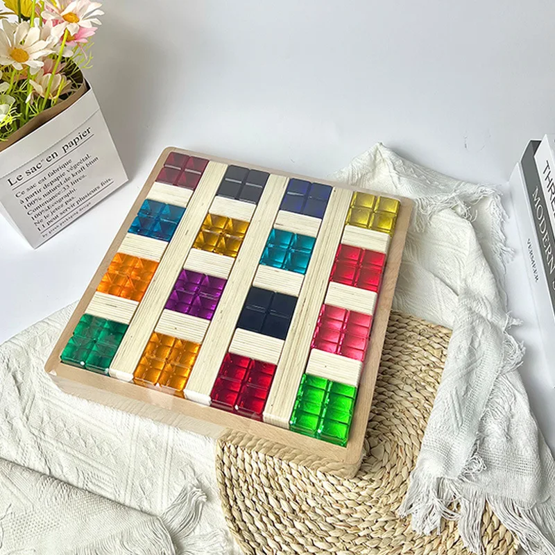 

Color acrylic building block crystal light shadow large particle light transmittance color cognitive toy photo decoration