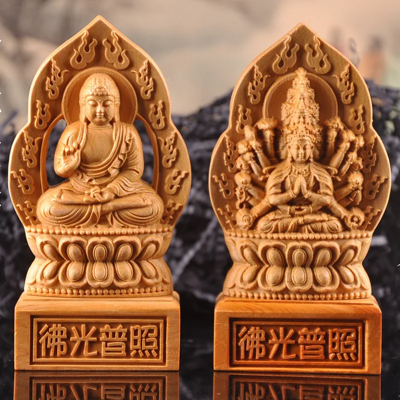 

Двухсторонняя резьба по дереву с изображением скалы, ципариса, восьми богатых богатств, статуэтка, украшения, Гуаньинь, пуксиань, Будда S светильник, светящиеся на