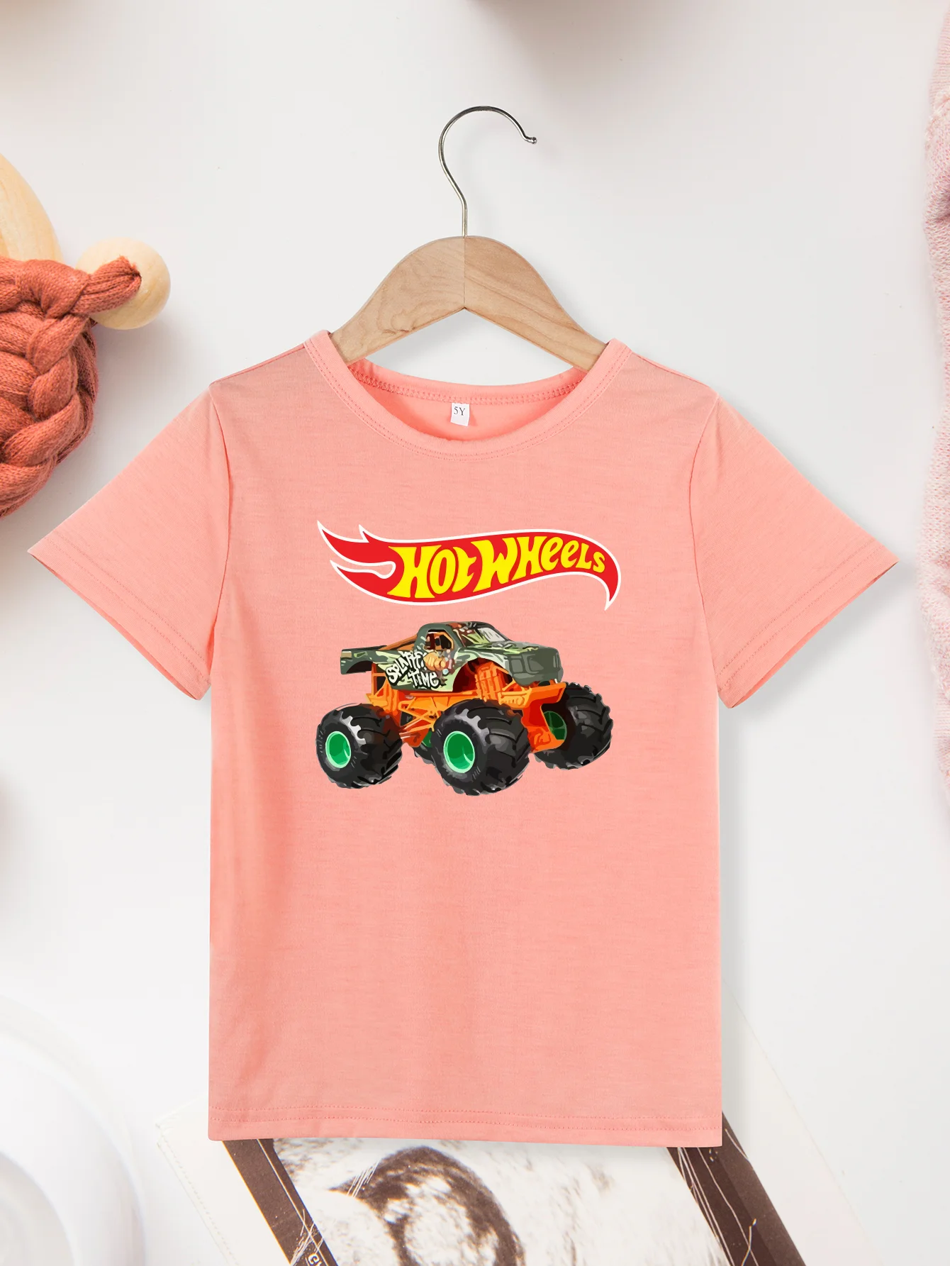 Different Colors Tee T-shirt Short Sleeve Cool Boys Girls Clothes Hot Wheels Printing Round Neck Top T-shirt Children 3
