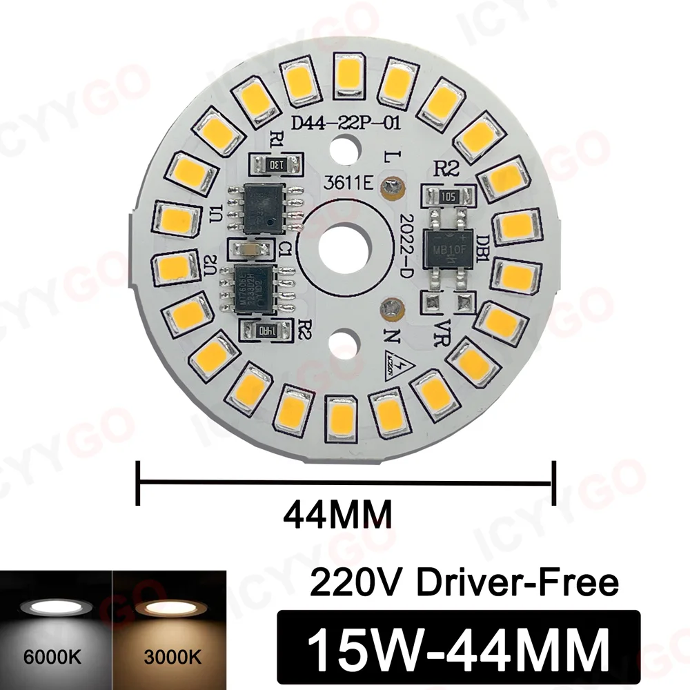 1 bombilla LED de 7 W, 9 W, 12 W, 15 W, 18 W, 24 W, 40 W, 50 W, 80 W, 100 W, 150 W, placa de fuente de alimentación, foco LED empotrable de CA de 220 V, lámpara industrial y minera