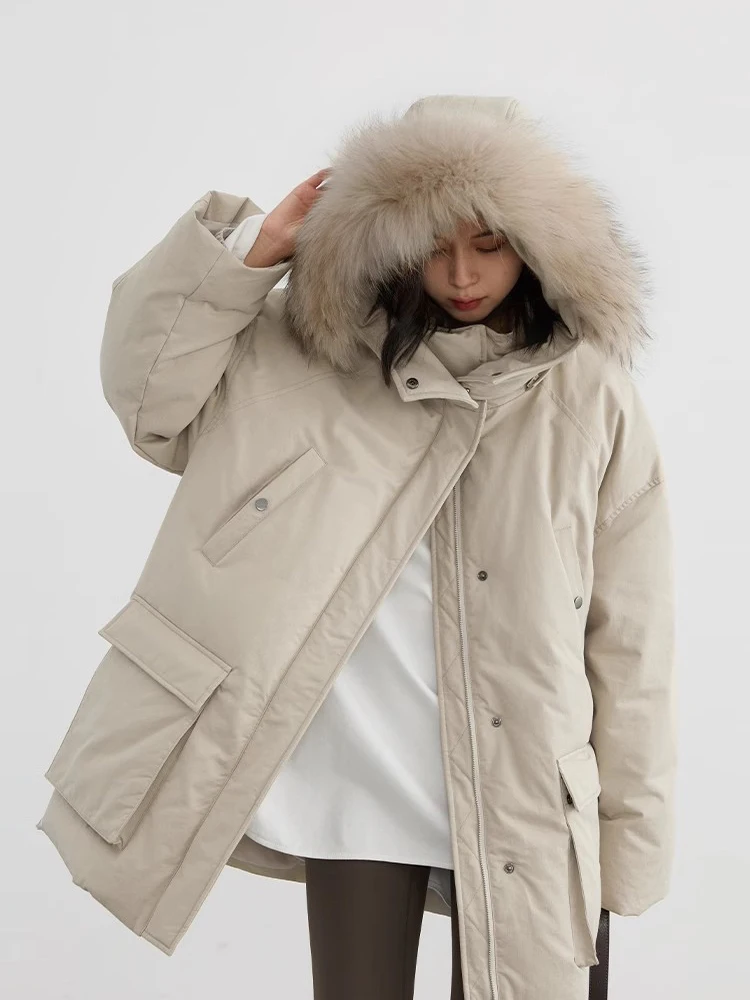 CHIC VEN Women Down Coats Solid Outdoor Loose Casual Down Jacket Thickened Parka Jackets Female Overcoat Autumn Winter, down jacket