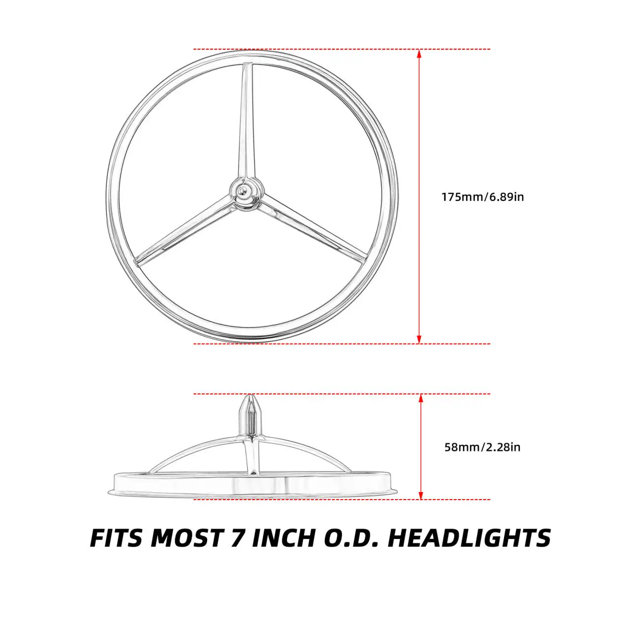 7" Chopper Bobber Harley Lucas Tri Bar Bullet Headlight trim Rim Cover motorcycle accessories