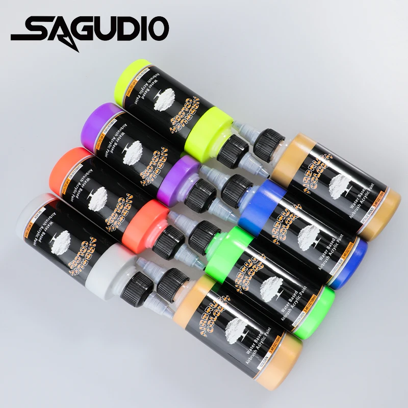 SAGUD 24 Colors Airbrush Paint Set 30ml Ready to Spray Fluorescent Colors  Water-Based Acrylic Paint Kit for Hobbyist and Artists