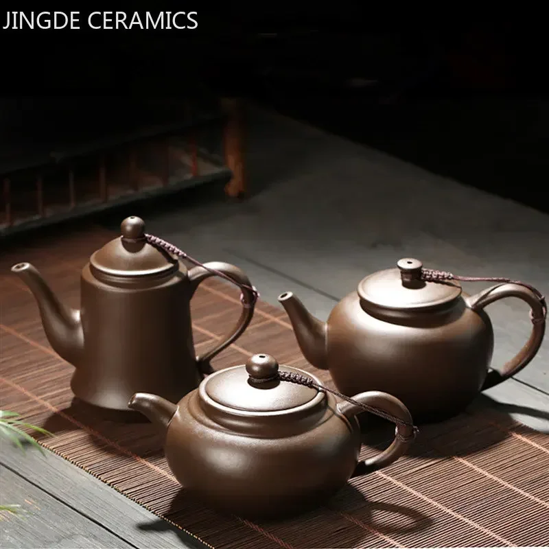 Antique Yixing Purple Clay Tea Pot Raw Ore Zhu Mud Beauty Kettle Chinese Zisha Tea Set Customized Ball Hole Filter Teapot