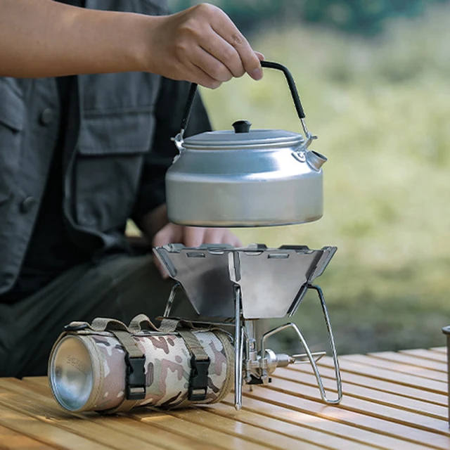 Kültéri Gáz Szélálló Kemping Kályha Szélvédő Rozsdamentes Acél Cserélhető Főzési Gáztartály Kemence - Image 3