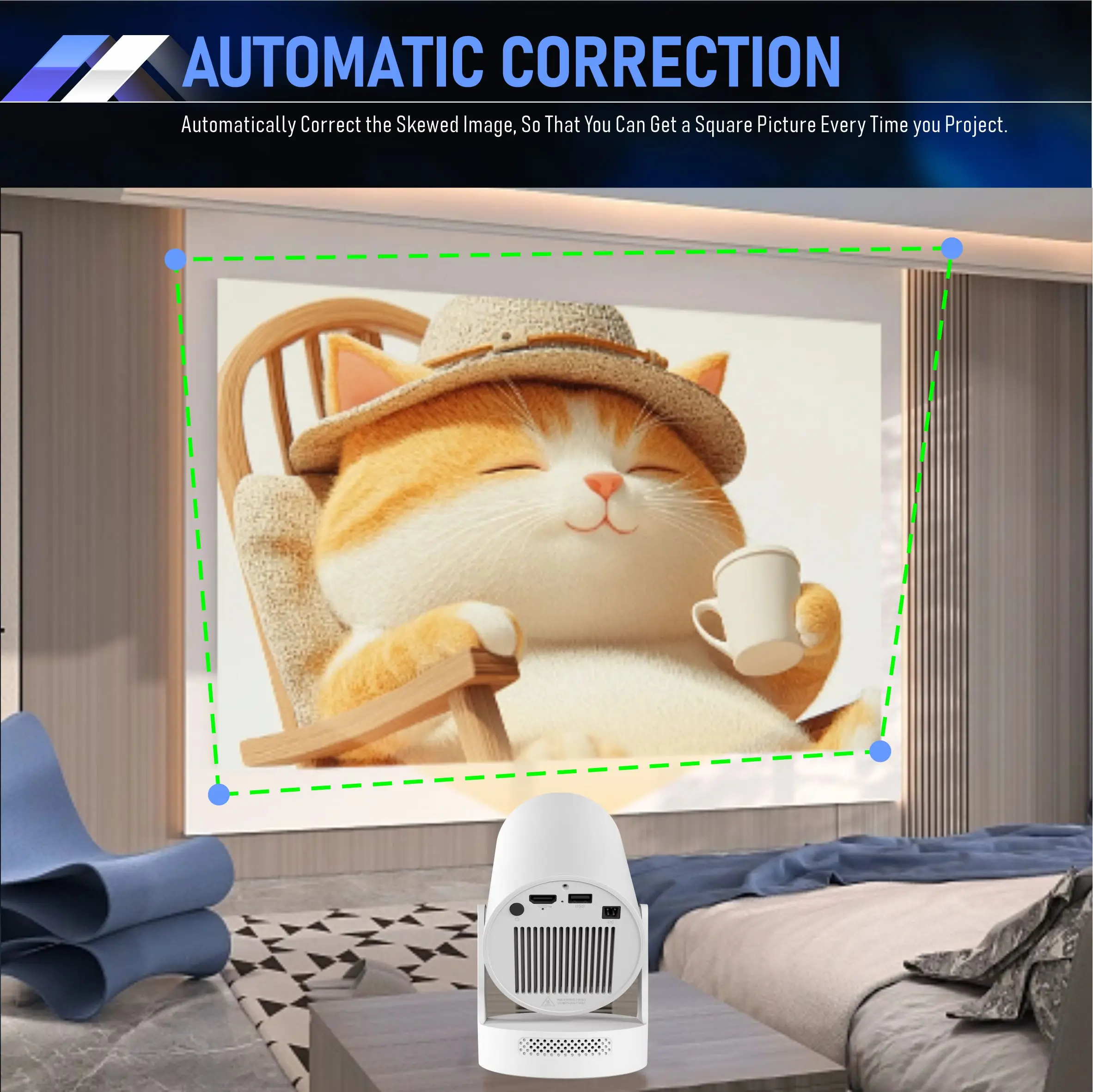 Projector HY300 Plus 4K 1280x720P Android11 300ANSI Allwinner H713 Wifi6 Blurtoo