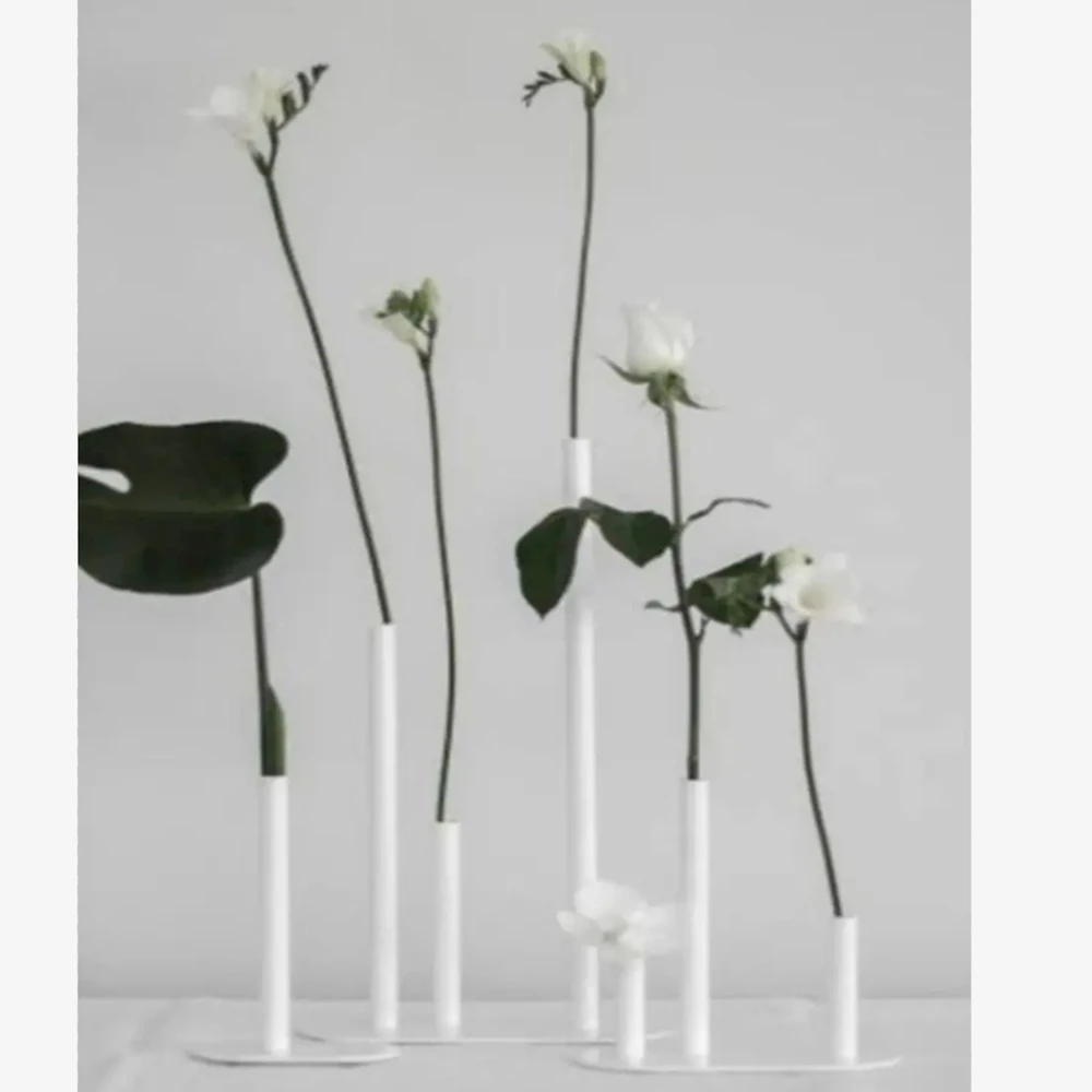 3pcs/set)single stem not bud vase long stem nordic wedding vases for flowers metal home decorative white black three head vase