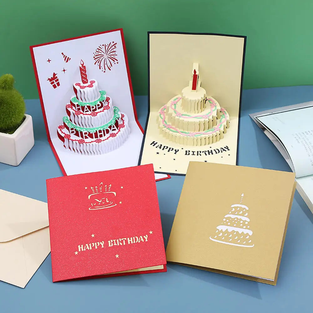 3D Pop Up Happy Birthday Greeting Invitation Cards Girl Kids Gift Card Thank You Card Vehicle Miniatures Postcard Party Supplies greeting cards