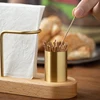 Wooden Tissue Paper Holder Metal Toothpick Holder Napkin Holder Tableware Tissue Box Storage Desktop Organizer Tableware Supplie 4