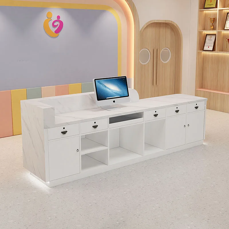 Diy Reception Desks Podium Salon Service Shop Cashier Table Coffee Bar Counter Rezeption Desk Beauty Office Reception Furniture