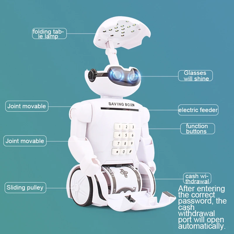 Children Toy Alcancia Creative Electronic Savings Toy Safe Robot Music Saving Cash Money Box Desk Lamp